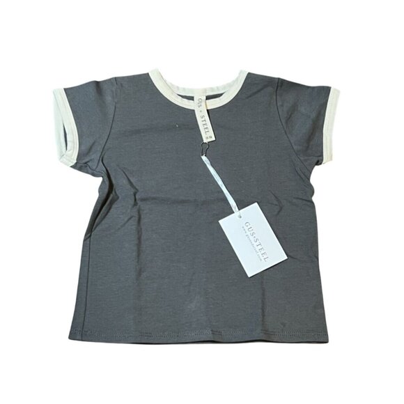 NWT Gus + Steel Charcoal Ringer Tee 18-24 months - Picture 1 of 5